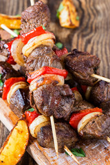 Grilled  beef shishkabab skewers