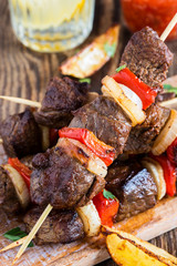 Grilled  beef shishkabab skewers