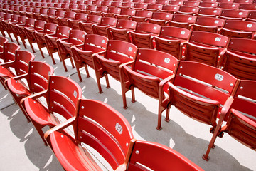 rows of red audience seats