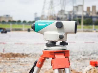 Surveyor equipment tacheometer or theodolite outdoors