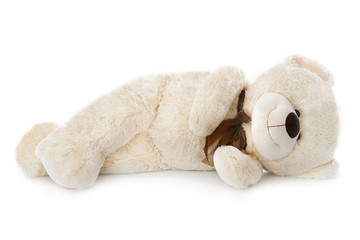 Schlafender Teddybär isoliert: Konzept für Pause oder Müdigkeit