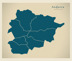 Obraz premium Modern Map - Andorra with districts AD