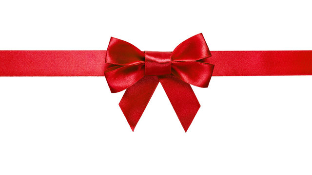 red ribbon with bow with tails