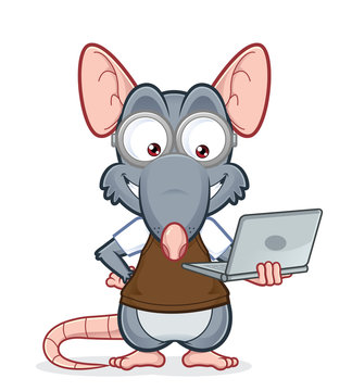 Rat holding a laptop