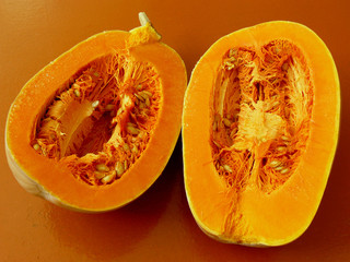 halved butternut squash