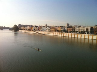 Seville the guadalquivir river and the Betis street
