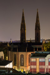 Fototapeta na wymiar St. Bonifatius church in wiesbaden at night