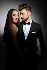 Sexy passion couple in love. Portrait of beautiful young man and