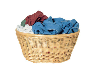 Pile of dirty laundry in a washing basket