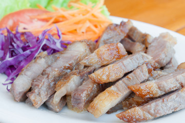 Roast pork on a plate