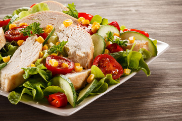 Roast chicken fillet and vegetables