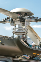 closeup of helicopter rotor parts