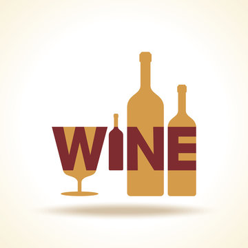 Wine glass bottle logo silhouette in vector format
