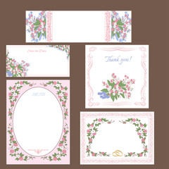 Wedding invitation, floral border.