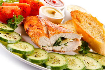 Roast chicken fillet and vegetables