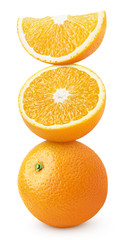 Pyramid of orange citrus fruit isolated on white