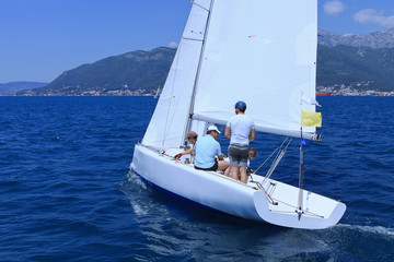 Fototapeta premium Outdoor activities. The sailing yacht