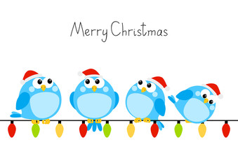 Cute little birds with light bulbs