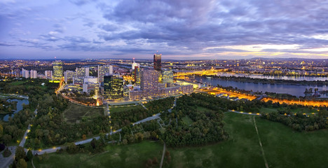 Donau City Vienna at the Danube river with the new DC-Tower