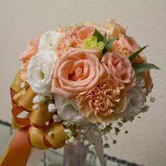 Flower bouquet orange, white and yellow.