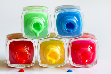 Colorful nail polish abstract closeup