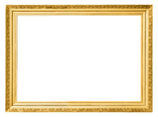 Gold vintage frame isolated on white background