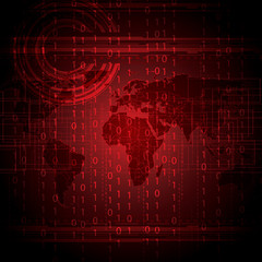 Abstract tech binary red global background - 70715172