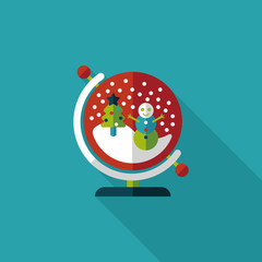 snow globe and gifts flat icon with long shadow,eps 10