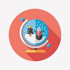 snow globe and gifts flat icon with long shadow,eps 10