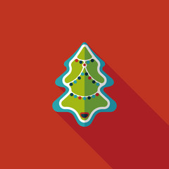 Christmas tree flat icon with long shadow eps10