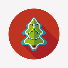 Christmas tree flat icon with long shadow eps10