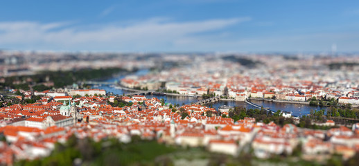 View of Charles Bridge over Vltava river, Prague