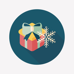 Christmas gift flat icon with long shadow,eps10