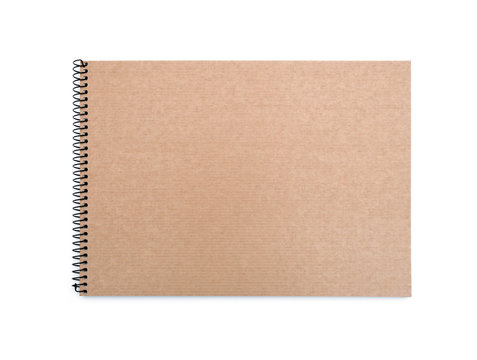 recycled paper notebook front cover on white background