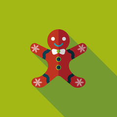 Gingerbread man flat icon with long shadow,eps10