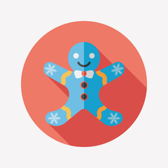 Gingerbread man flat icon with long shadow,eps10
