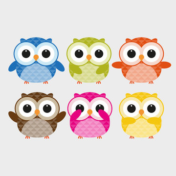 Vector of colorful owls