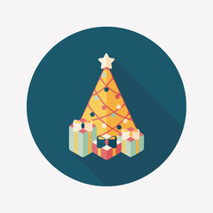 Christmas tree flat icon with long shadow eps10