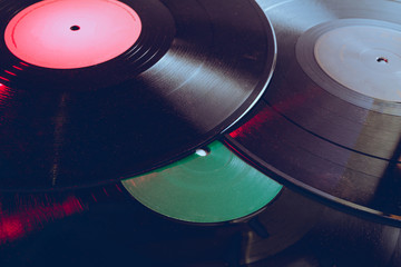Group of vinyl with red light