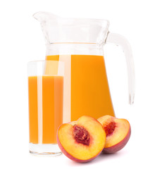 Peach fruit juice in glass jug