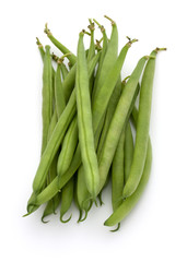 Green beans handful isolated on white background cutout
