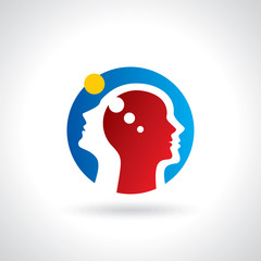 think Thoughts and options. vector illustration of head