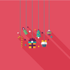 Christmas hanging flat icon with long shadow,eps10