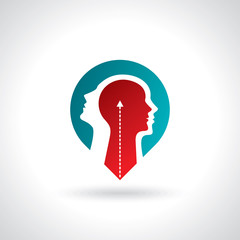 think Thoughts and options. vector illustration of head
