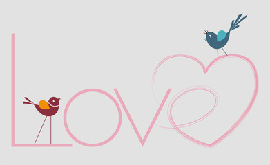 hearted love writing and birds
