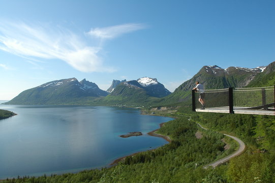 Observation deck in landscape in Norway