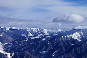 Fototapeta na wymiar View on mountains from ski resort