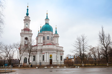 Russian Orthodox church facade. Yamburg's St.Catherine Cathedral
