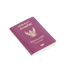 Thailand passport on white background.