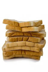 Sliced and dried bread isolated on white background (vertical)